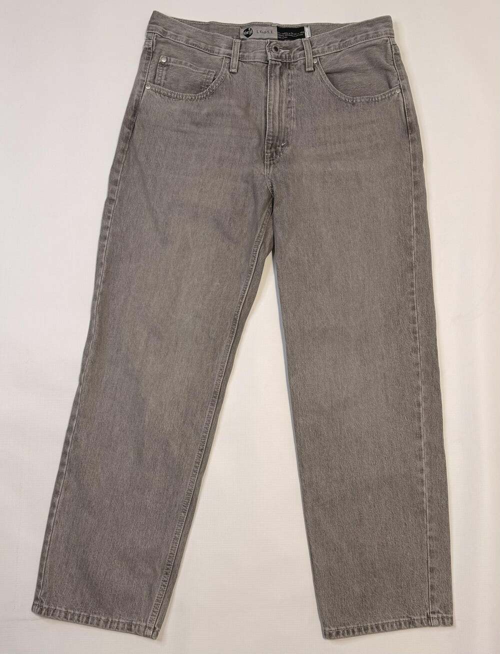 Levi's SilverTab Loose Jeans Mens 34x32 Gray Loose Fit Straight Denim Casual